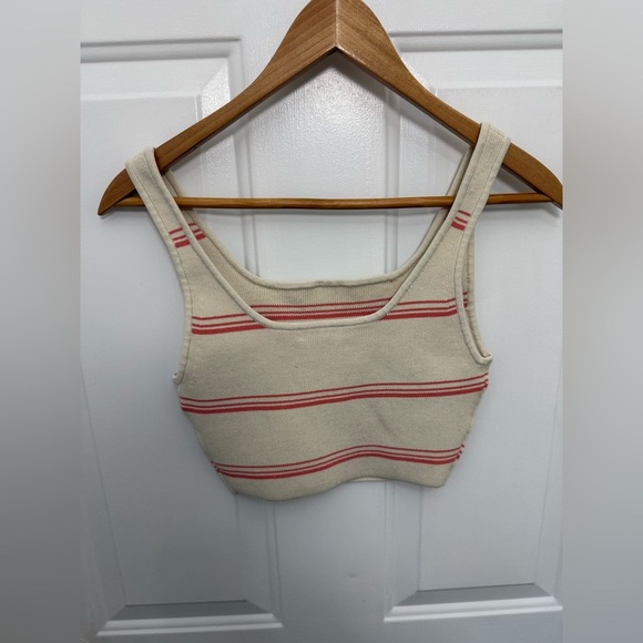 Women’s Babaton Pink And White Striped Crop Tank Top Size Small Casual - Picture 5 of 5